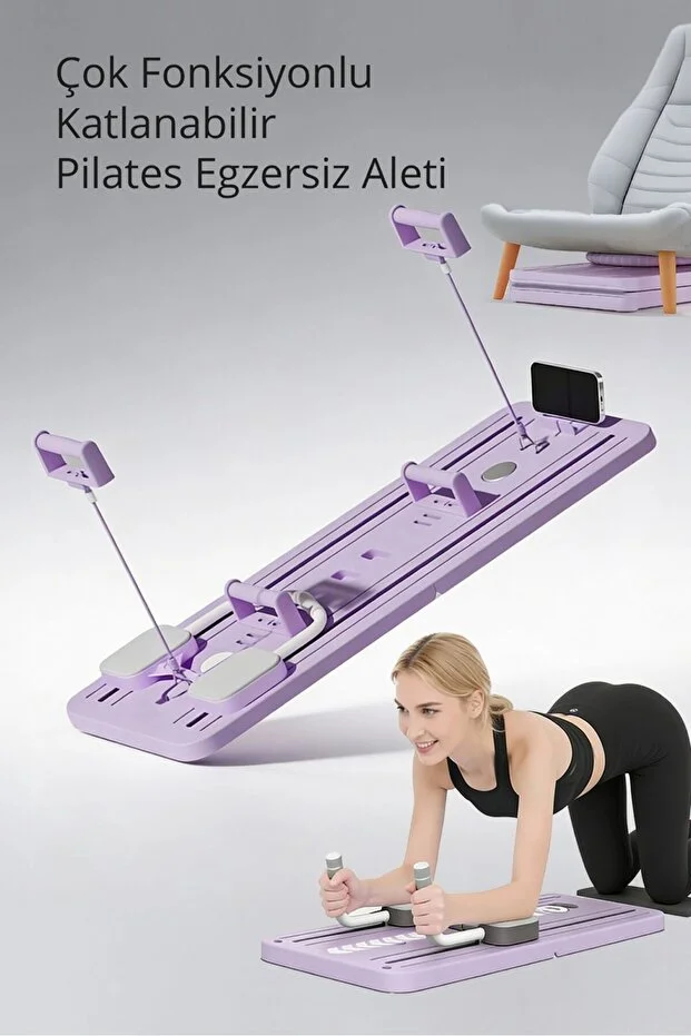 T-236 Çok Fonksiyonlu Katlanabilir Pilates Egzersiz Aleti / Reformer / LCD Ekran / Direnç Lastiği